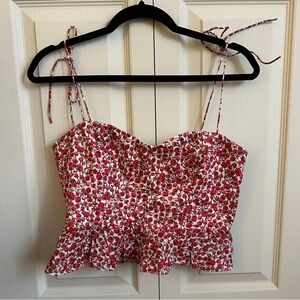 J. Crew Red Floral Crop Top